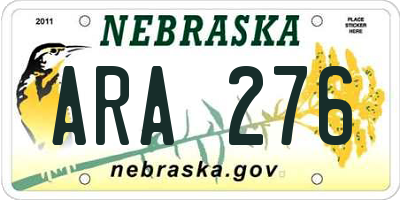 NE license plate ARA276