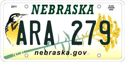NE license plate ARA279