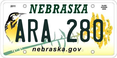 NE license plate ARA280