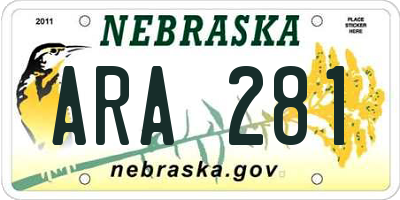 NE license plate ARA281