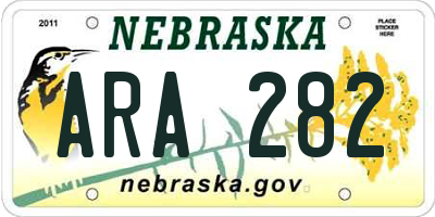 NE license plate ARA282