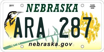 NE license plate ARA287