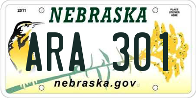 NE license plate ARA301