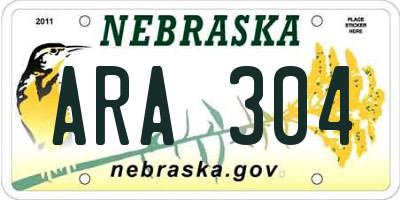 NE license plate ARA304