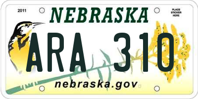 NE license plate ARA310