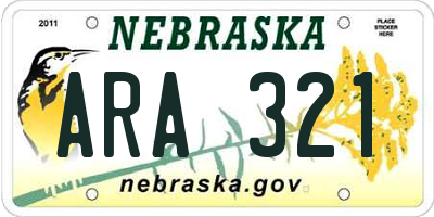 NE license plate ARA321
