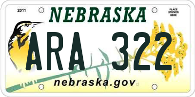 NE license plate ARA322