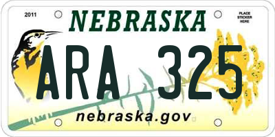 NE license plate ARA325
