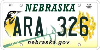 NE license plate ARA326