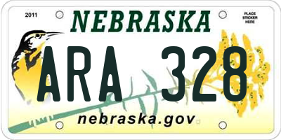 NE license plate ARA328
