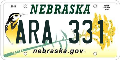 NE license plate ARA331