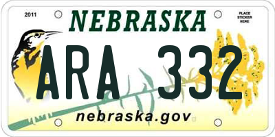 NE license plate ARA332