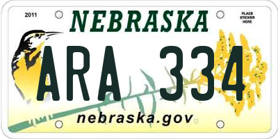 NE license plate ARA334