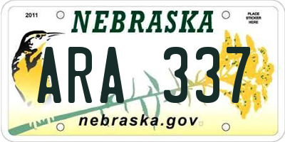 NE license plate ARA337