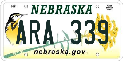 NE license plate ARA339