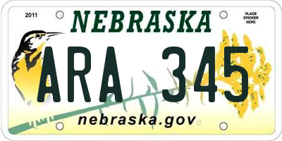NE license plate ARA345
