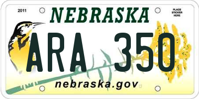 NE license plate ARA350