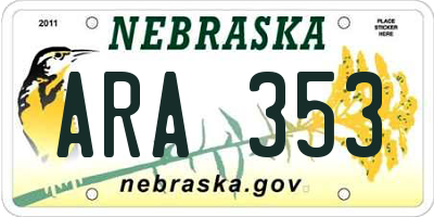 NE license plate ARA353