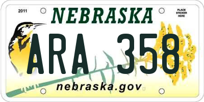 NE license plate ARA358