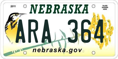 NE license plate ARA364
