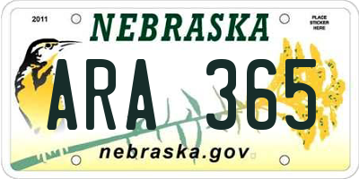 NE license plate ARA365