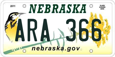 NE license plate ARA366