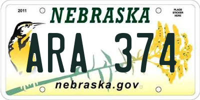 NE license plate ARA374