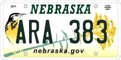 NE license plate ARA383
