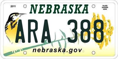 NE license plate ARA388