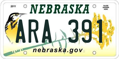NE license plate ARA391