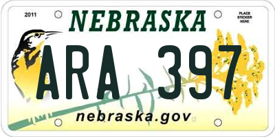 NE license plate ARA397