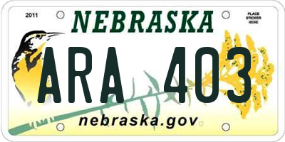 NE license plate ARA403