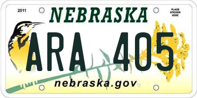 NE license plate ARA405