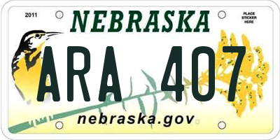 NE license plate ARA407