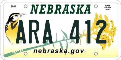 NE license plate ARA412