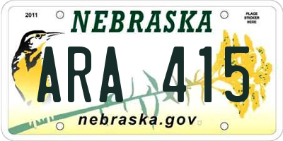 NE license plate ARA415