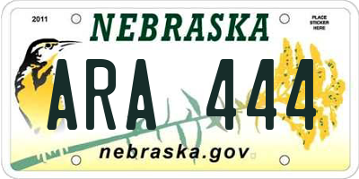 NE license plate ARA444