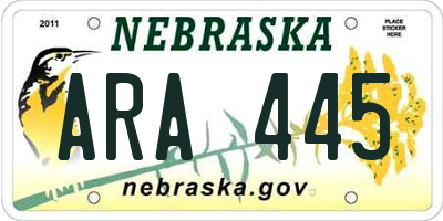 NE license plate ARA445