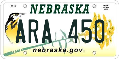 NE license plate ARA450