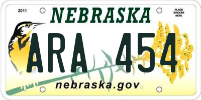 NE license plate ARA454