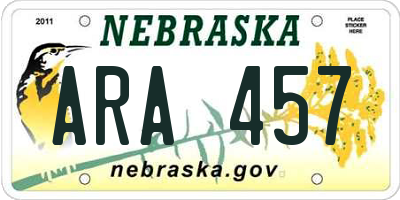 NE license plate ARA457