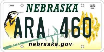 NE license plate ARA460