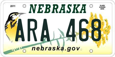 NE license plate ARA468
