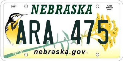 NE license plate ARA475