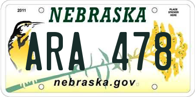 NE license plate ARA478