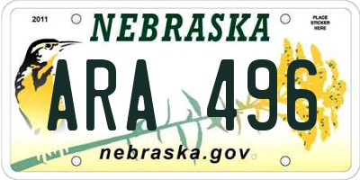 NE license plate ARA496
