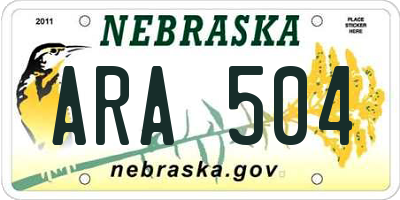 NE license plate ARA504