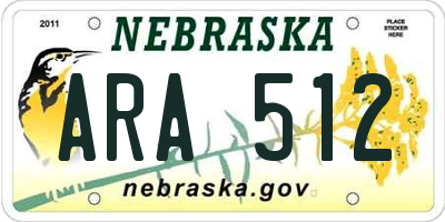 NE license plate ARA512