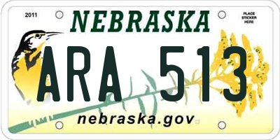 NE license plate ARA513