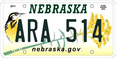 NE license plate ARA514